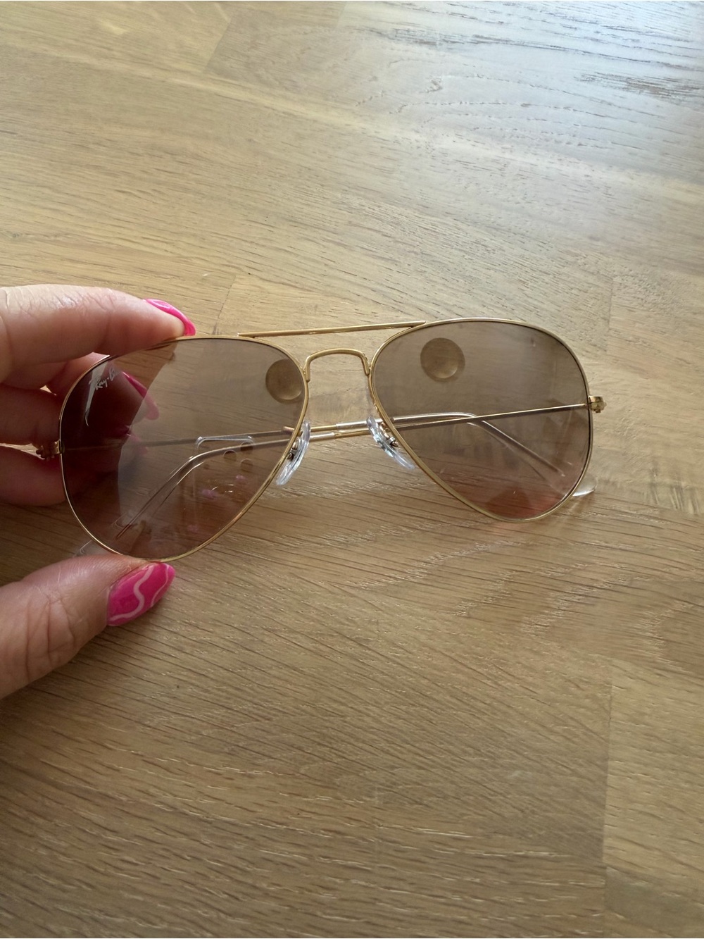 Ray-Ban Gold Frame Aviator Sunglasses with Brown Lenses
